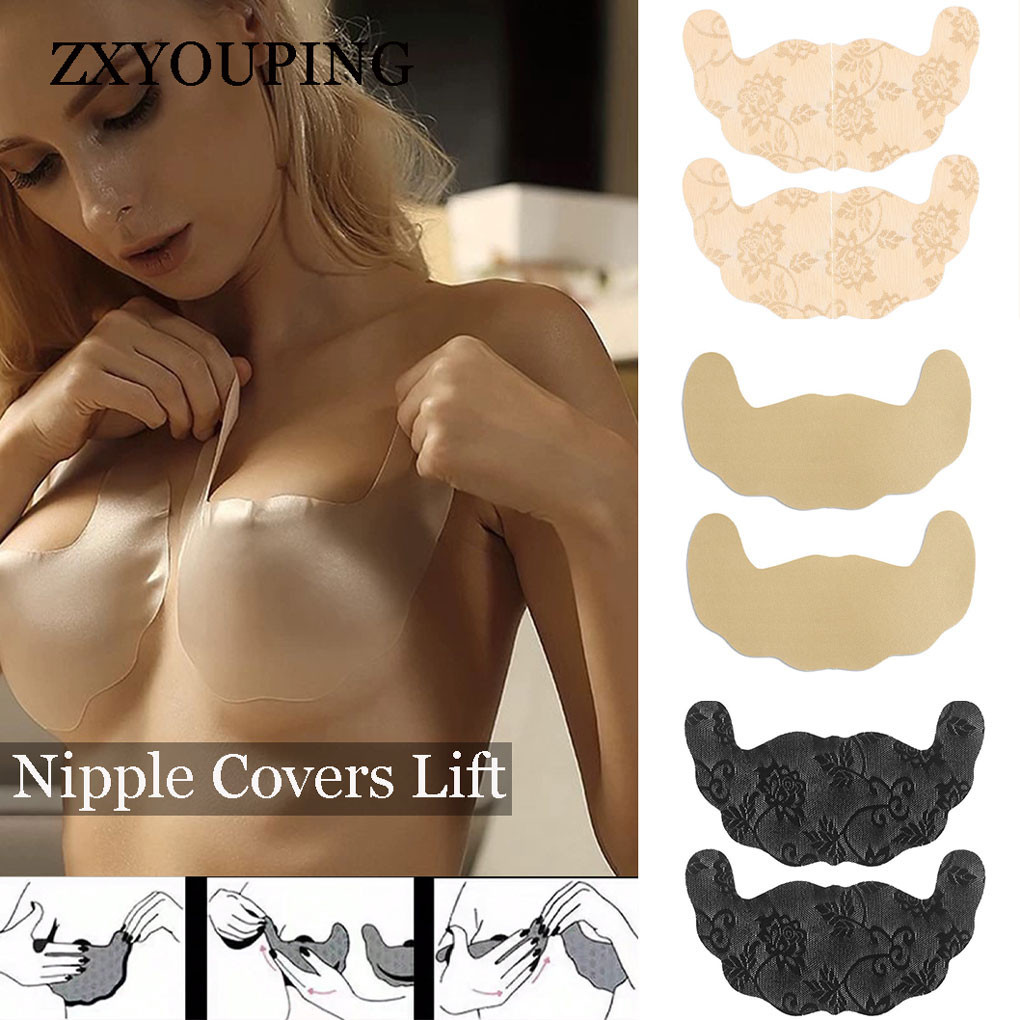 Push Up Bra Silicone - 5 Paar Spitzen-Nippelabdeckungen, selbstklebendes Bruststraffungsband, Push-Up,